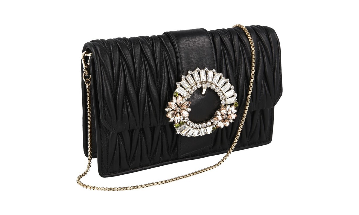 MIU MIU by PRADA MATELASSE SHOULDER BAG CRYSTAL CLuTCH