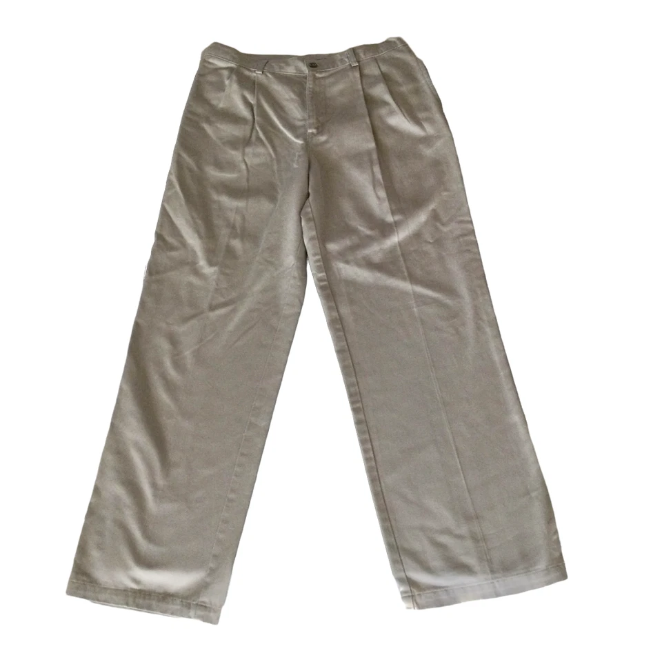 Pantalones plisados Izod Husky caqui niños jóvenes cintura ajustable talla 20 uniforme regular Foto 4 de 4