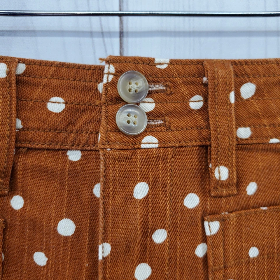 Pantalones Cortos MADEWELL Mujer 26 Chino Cremallera Frontal Naranja Quemado Blanco Lunares Foto 3 de 4