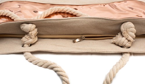 Borsa da spiaggia elegante look metallizzato borsa estiva grande per vacanze ed escursioni - Foto 5 di 7