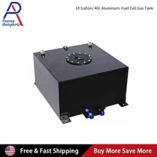 10 Gallon Aluminum Racing Drift Strip Fuel Cell Gas Tank +Level Sender Universal