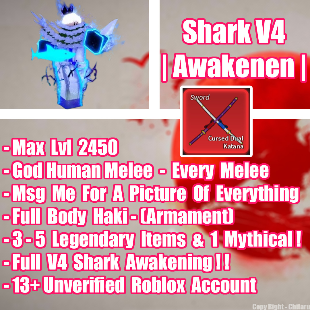 Blox Fruit Account Lv:2450Max, Awaken Light, GodHuman, Unverified  Account