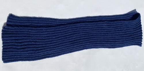 NEW Hand Knit Ribbed Scarf Blue Long Mohair - Picture 2 of 4