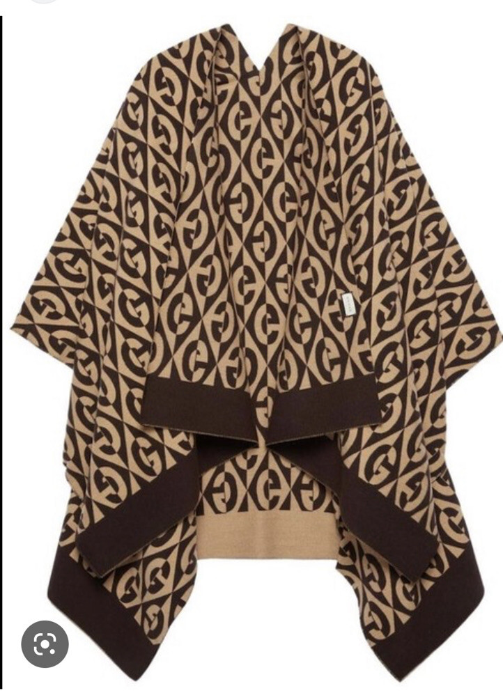 ポンチョ・ケープ SAPIO 'Doppio Damasco' cape Authentic NWT Unisex men women GUCCI Rhombus GG Cape