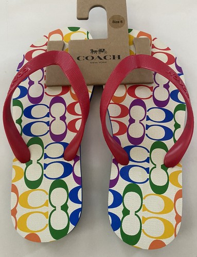 Coach Pride Rainbow Signature Collection Flip Flops Sandals Sz 5 | eBay