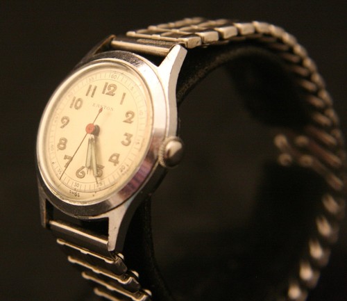 Very rare vintage WWII 1940's ESKA / Easton 17J Swiss men's military wristwatch - Picture 2 of 13
