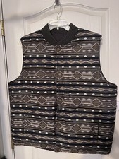 Pendleton Silver Creek Mens Reversible Aztec Vest XL Gray Wool