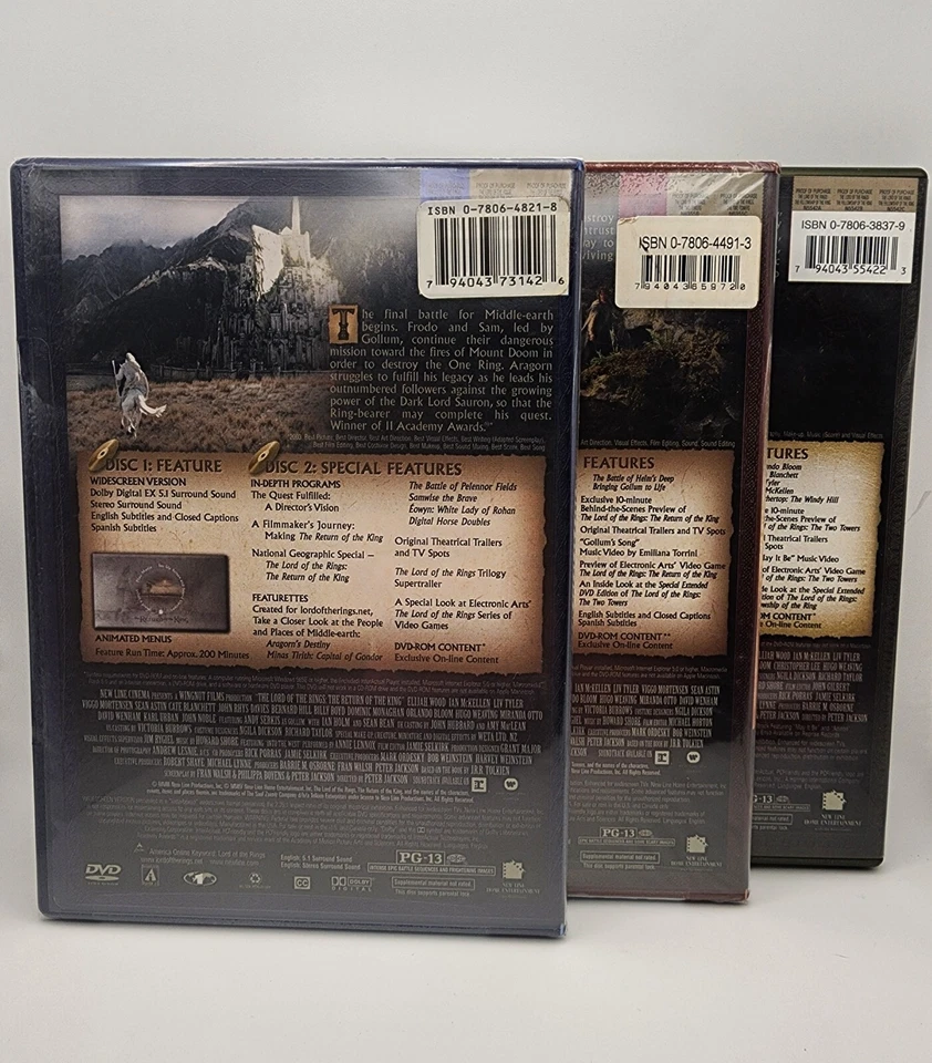 Lord of the Rings DVD Trilogy Movies Lot Wide Screen And Special Features Discs - Image 2 of 3