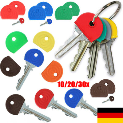 Schlüsselkappen 10-30 Stück kennringe Gummi Halbrund kenn Halbrund Bunt DE