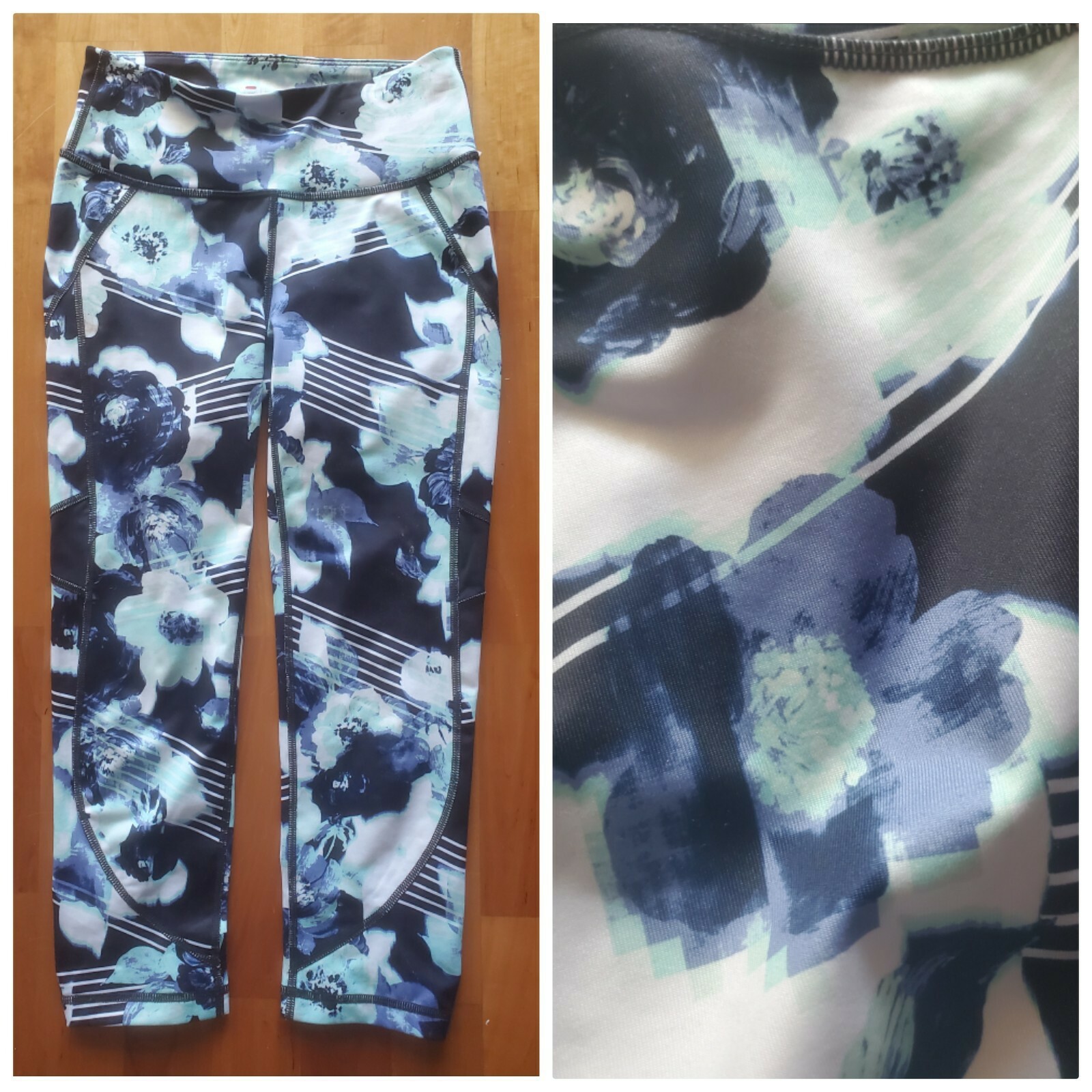 FILA SPORT Pantaloni Yoga Leggings Capri 21" Stampa Floreale Multicolore Donna XSmall