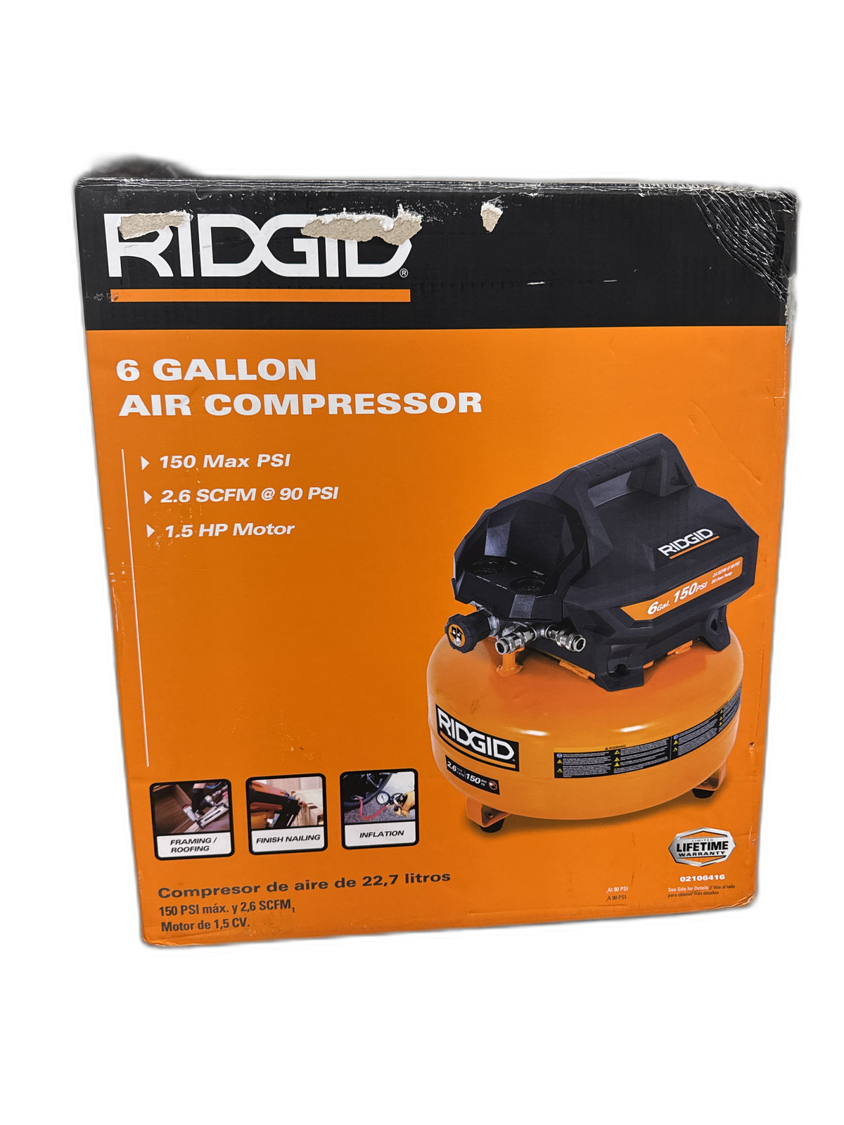 RIDGID RDGD 6 gal. 150 PSI Portable Electric Pancake Air Compressor