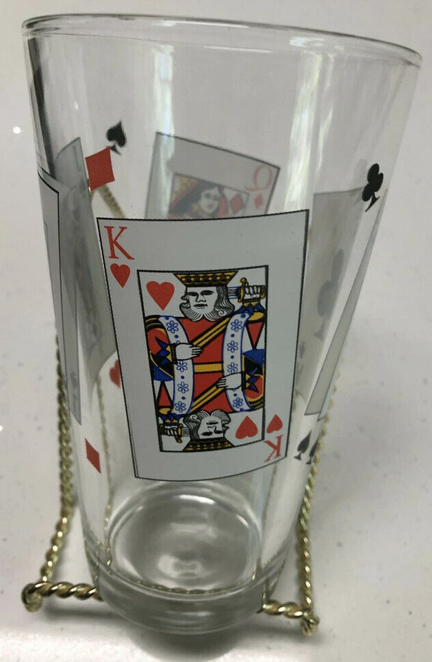 Vintage LUMINARC PLAY CARDS Pint Beer Glass As, King, Queen, Jack Foto 2 de 4