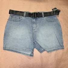 Vintage 1990 s Lee Rivited Denim Shorts With Belt, Deadstock Size 14