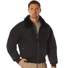 Rothco Black Vintage B-15A Flight Jacket Tactical Military Bomber B15A Coat