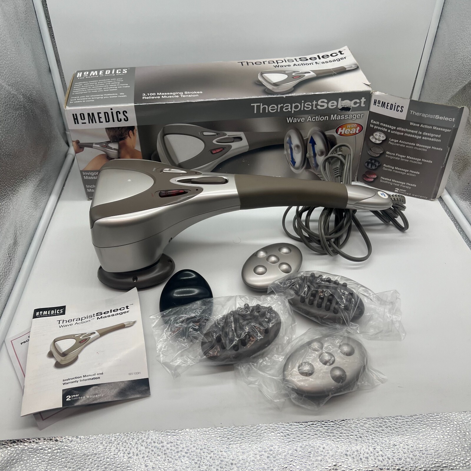 Homedics WV100H Wave Action Massager Body Back w/ Heat Attachments