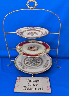 Vintage 3 Etagen Kuchenständer Metall 3 Kuchenteller Afternoon Tea Hochzeit 45 cm
