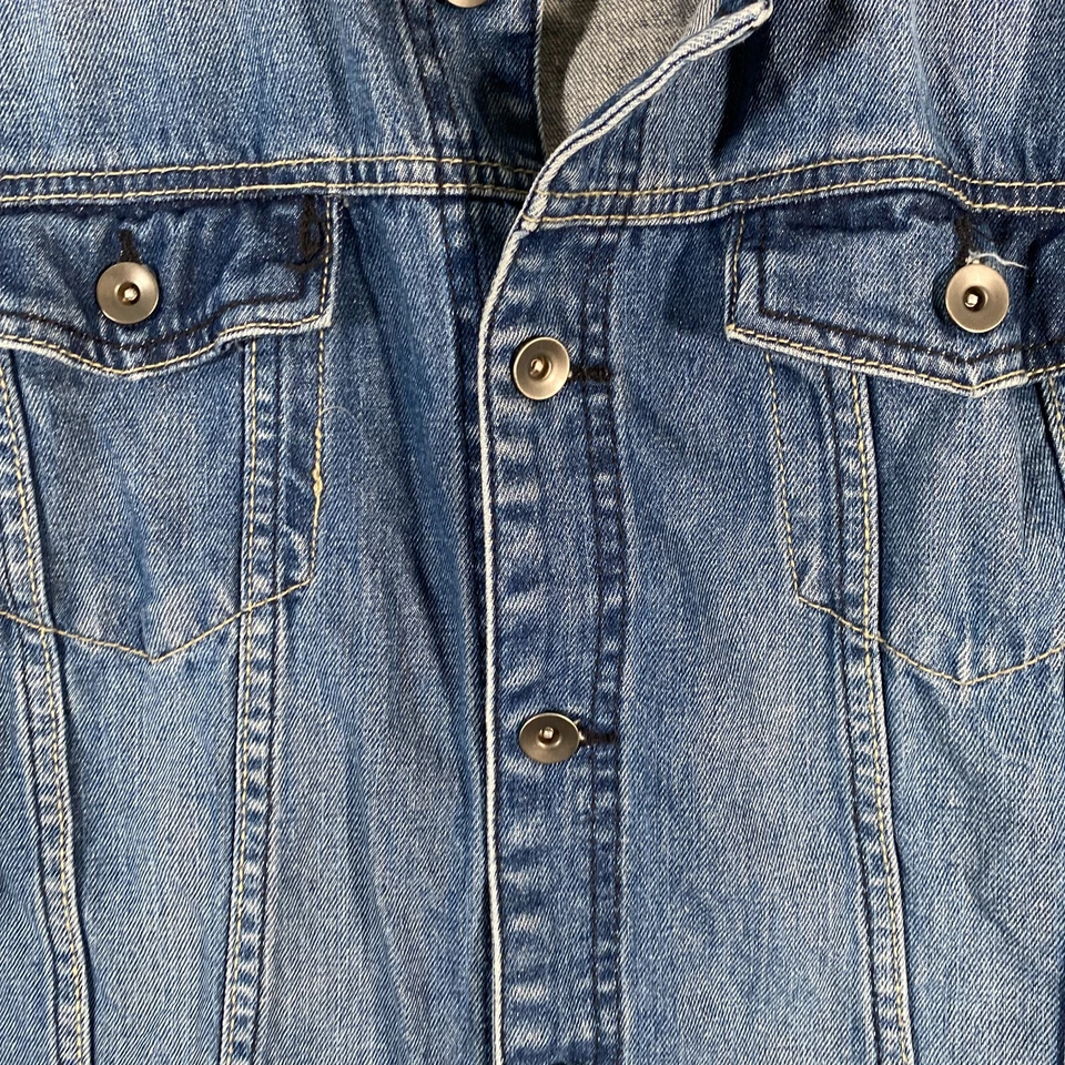 Insight Jacket Mens Medium Blue Denim Trucker Biker Collared Jersey Sleeves - image 3 of 4