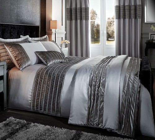 Ropa de cama gris de lujo de banda de terciopelo. Juegos de edredones. Lanza. Cortinas de ojal. Cojín - Imagen 4 de 11