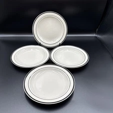 4 Vintage Gibson Housewares China Black Rimmed 6.5” Plates Retro