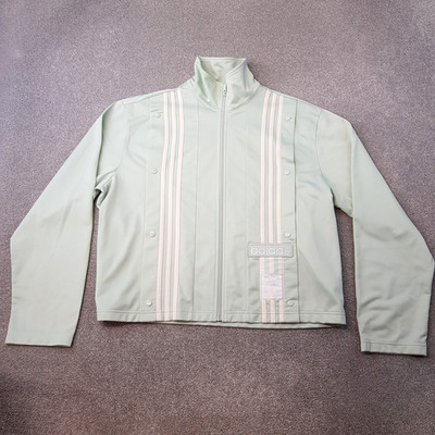 Adidas Womens Track Jacket Large 16-18 Green Firebird Originals SST Adibreak Y2K