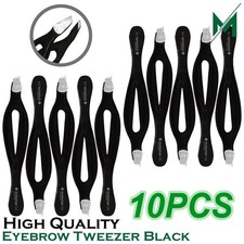 Stainless Steel Slant Tip Tweezer Precision Eyebrow Hair Remover Tools 10Pcs