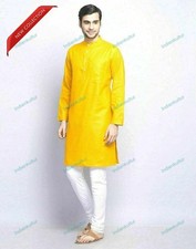 Cotton Hippie Indian Kurta Solid Plain Full Sleeves Casual T Shirt Mens Kurta