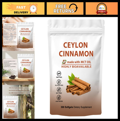 Premium Ceylon Cinnamon with MCT Oil - 300 Softgels, Non-GMO, Gluten-Free Formul