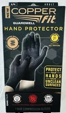 Copper Fit Guardwell Hand Protector Gloves,Unisex, Size S/M - Black