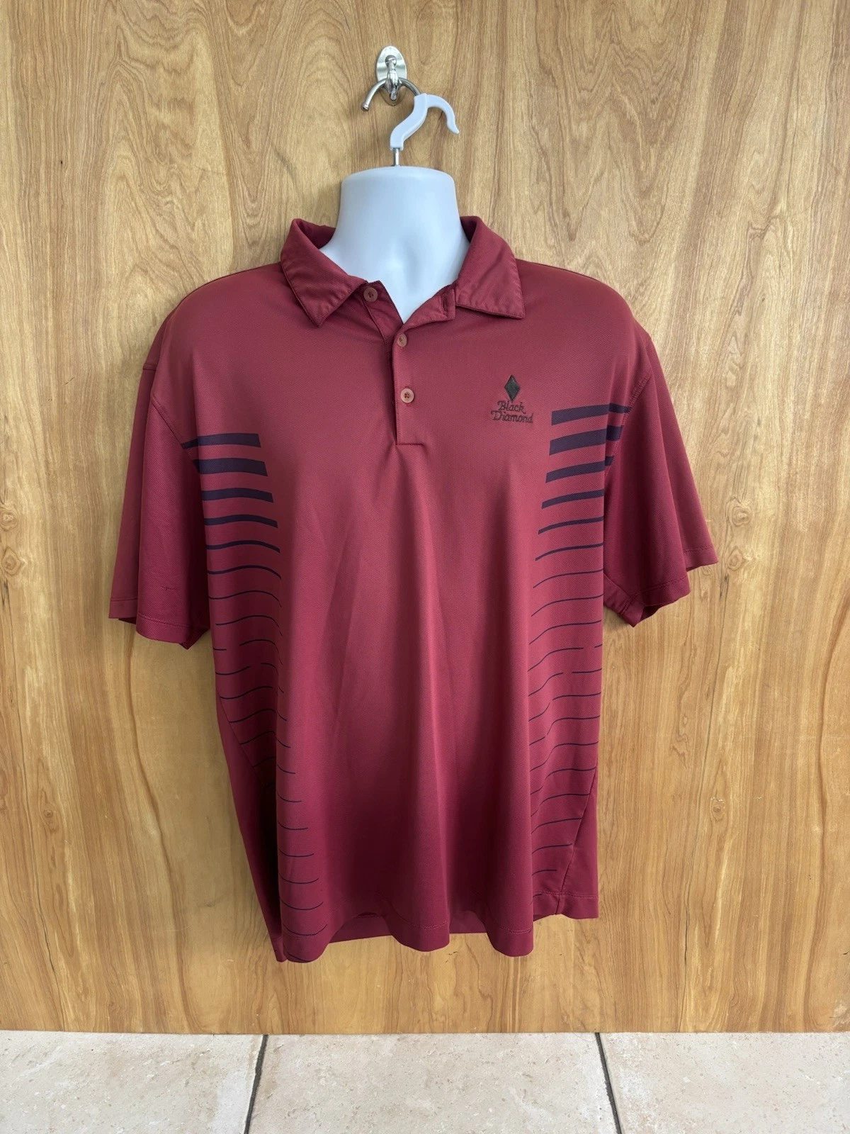 Nike Red/Black & FJ Stripe Black Diamond Performance Golf Polo Shirt Mens Large
