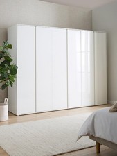 Layton 6 Door Wardrobe White High-Gloss Finish Built-In Mirror | Modern Storage