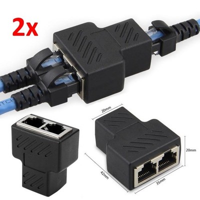 2x RJ45 LAN Splitter Y Verteiler Adapter Netzwerk 1zu2 Ethernet Kabel CAT5 CAT6a