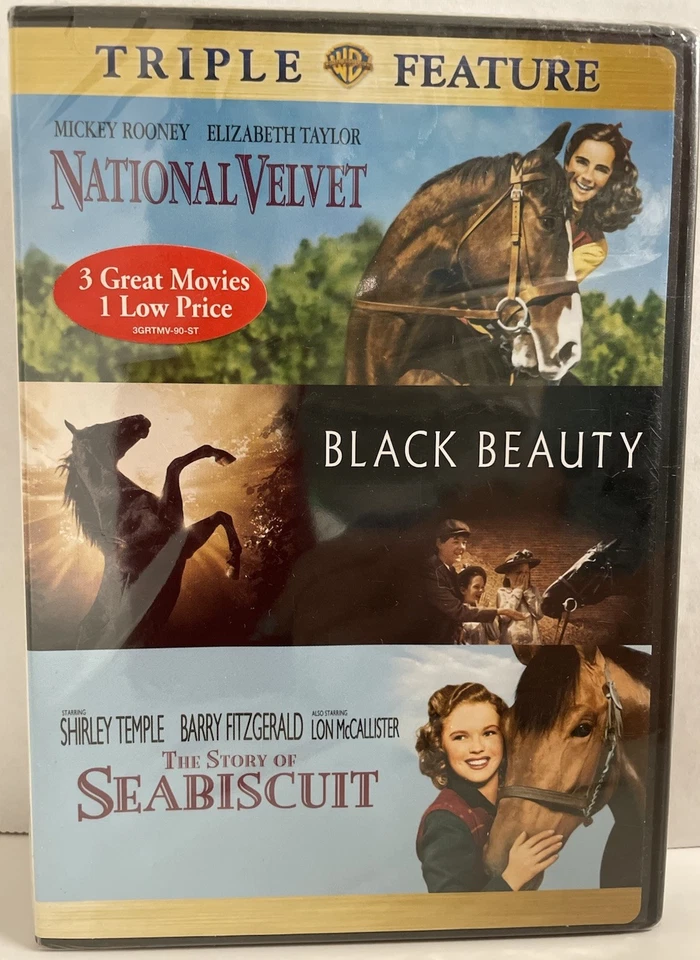 National Velvet /Black Beauty /Seabiscuit DVD Horse Triple Feature NEW SEALED - Image 3 of 3