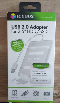 ICY BOX IB-AC603 USB 2.0 Adapter für 2,5'' SATA HDD´s und SSD's  B-Ware