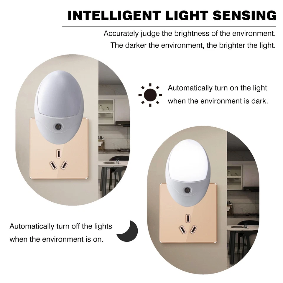 2 шт подключаемых светодиодных ночных светильников лампа от заката до рассвета датчик прихожая кухня ванная комната - Изображение 2 из 4