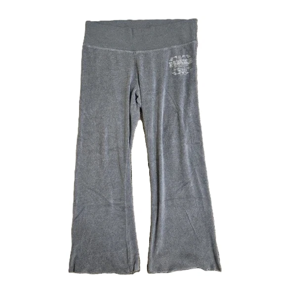 Pantalones acampanados plegables ROSADOS Y2K Victoria's Secret S gris terciopelo Rock n Roll Tour Foto 2 de 4