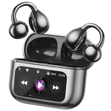 Open Ear Clip On Earbuds Intelligent Touch Color Screen Open Ear Wireless Blu...