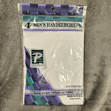 Paris Accessories Vintage Men  s Handkerchiefs 4 Pack NOS 100 Cotton White