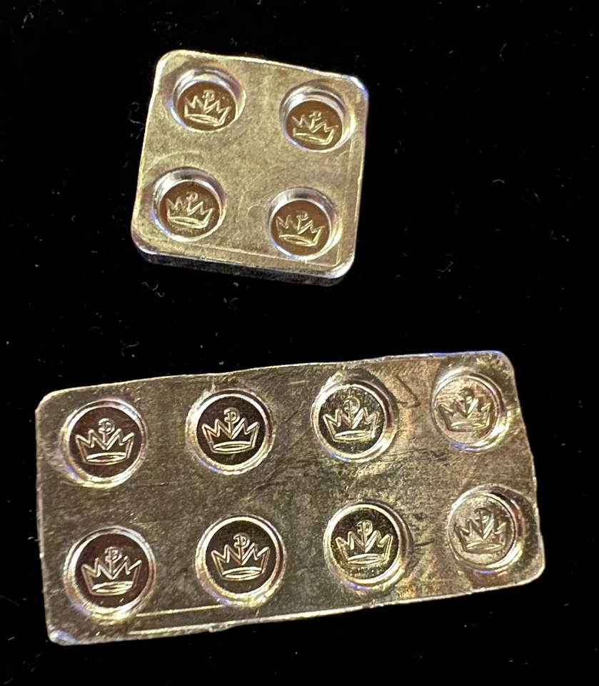 Серебряный LEGO 1/2 и 1/8 унции .999 тонкий слиток 1 грамм выстрел лот - Изображение 3 из 4