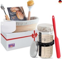 GäRköRbchen Sauerteig-Starterglas-Set Mit Ovalem GäRkorb Mit Schaber, Cutter, Li