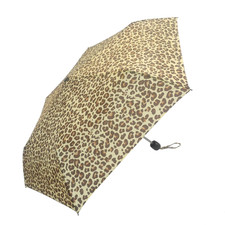 Ladies Travel Compact Umbrella Leopard Animal Print Brolly Stowaway Size 24cm