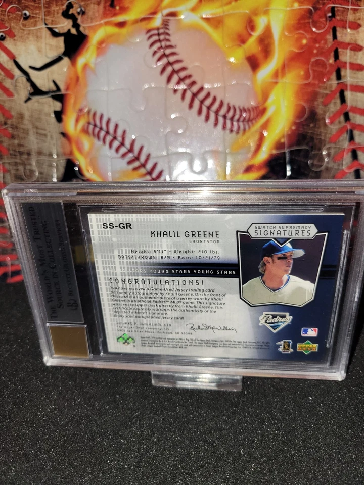 Cubierta superior SPX 2004 autógrafo de novato #ss-gr Khalil Greene BGS 8,5 #/999 Foto 2 de 2