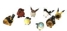 Bird Figurine LOT of 8 Red Cardinal Finch Colorful Blue Yellow Resin Ceramic VTG