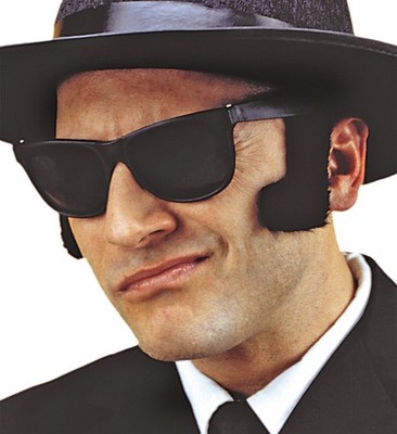 Koteletten Schwarz zum Ankleben Blues Man 50er Rock`n`Roll Gangster Zubehör