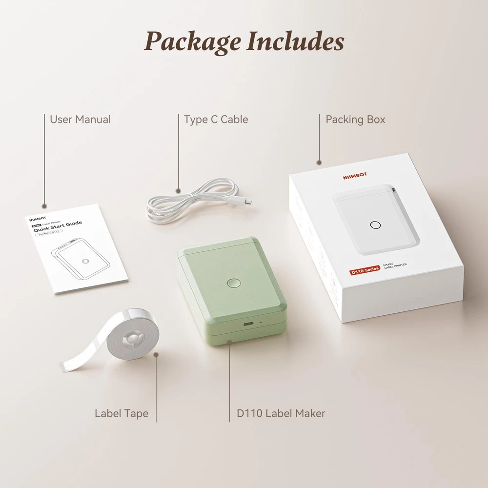 Portable Wireless Label Maker Machine D110 with Included Tape
