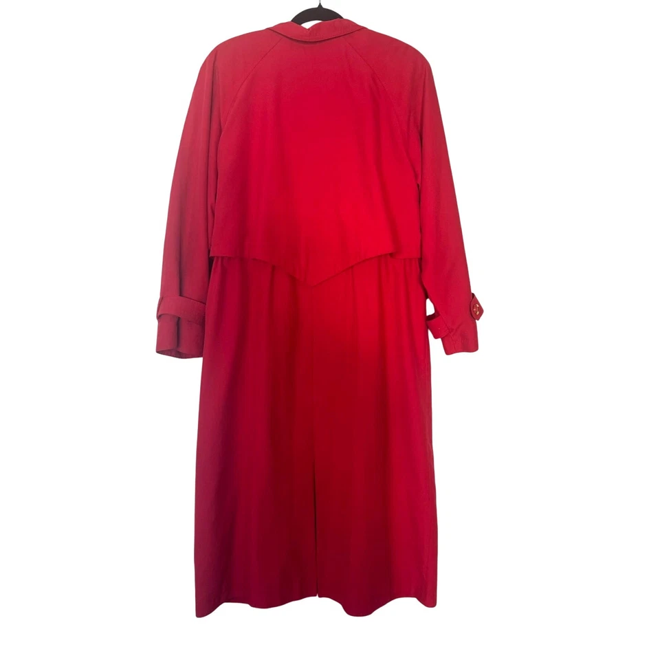 Gabardina Fleet Street roja para mujer 10P vintage abrigo largo abrigo ropa exterior Foto 3 de 4