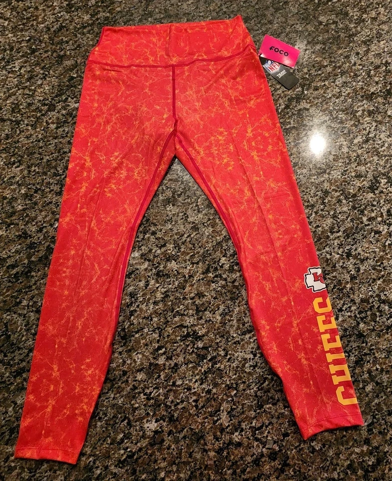 NUEVO CON ETIQUETAS FOCO Kansas City Chiefs Leggings Mujeres XL Rojo Mármol Tie Dye NFL Yoga Foto 3 de 4