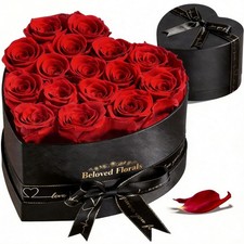 Auoasl 16 Preserved Flowers Rose in a Box, Gifts for 16 Roses, Passionate Red