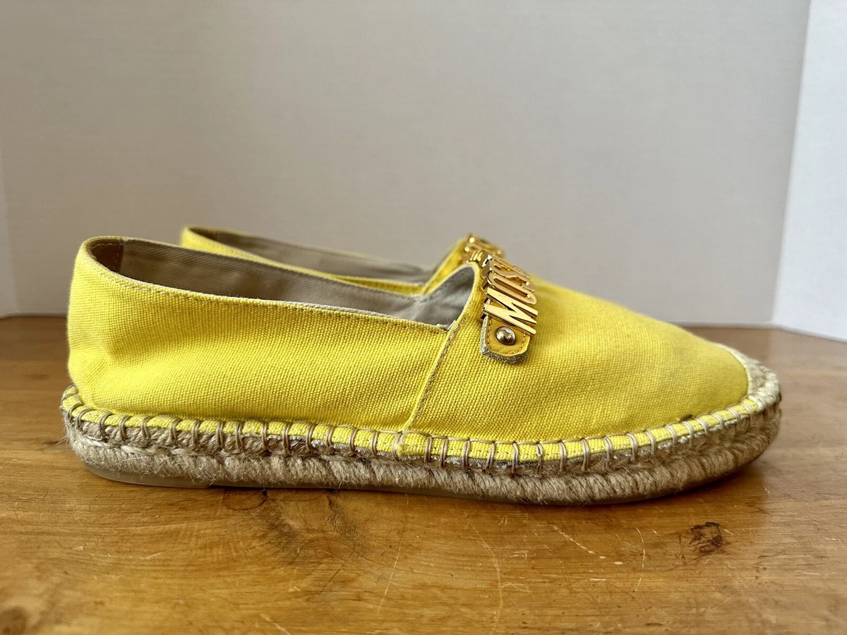 Moschino Logo Plaque Cloth Espadrilles Yellow Woman s Size 8.5 39