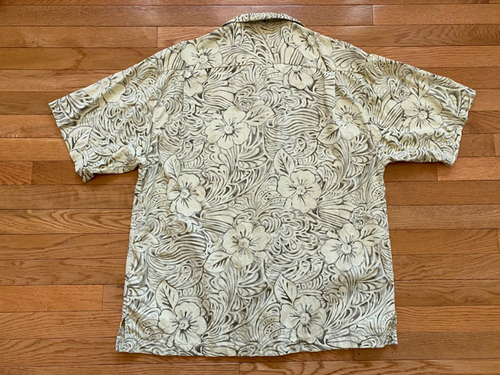 Tommy Bahama Hawaiian Shirt Men's sz L Green Floral Cream 100% Silk - Picture 2 of 4