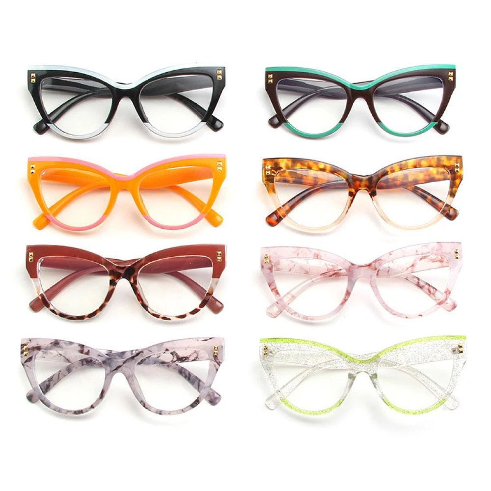 Women Cat Eye Anti blue Light Reading Glasses Classic Two tone Trendy Readers HD